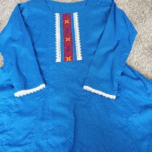 Lawn A-line short dress in Blue color Nwot